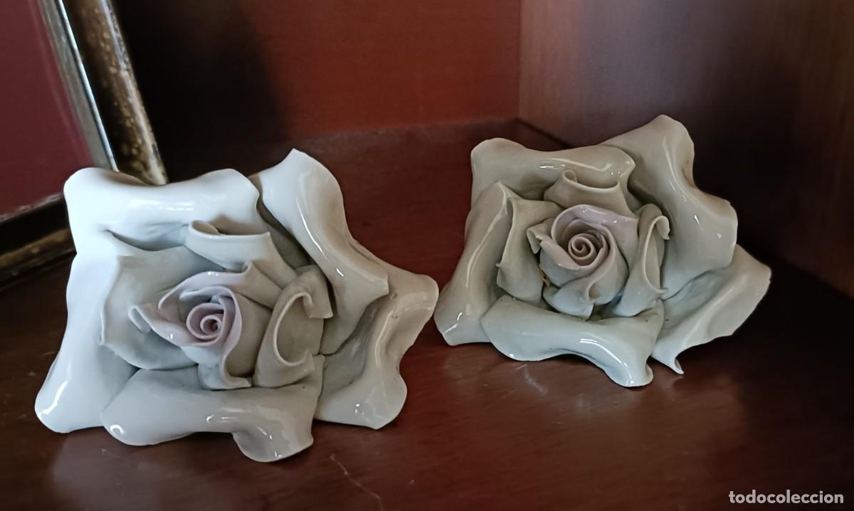 Antig&uuml;edades: Conjunto 2 rosas porcelana Nalda