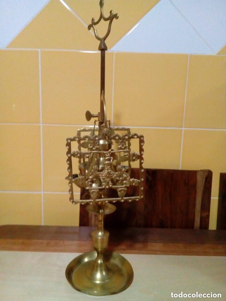 Antiguidades: ANTIGUA LAMPARA CANDELABRO DE BRONCE DE CUATRO BRAZOS-52 cm