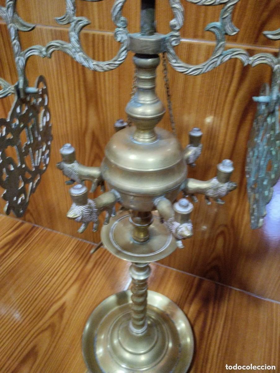 Antiguidades: GRAN CANDELABRO DE BRONCE DE 6 BRAZOS LEONES-ALTURA 98 CM