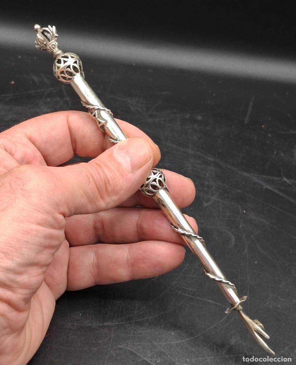 Antig&uuml;edades: + YAD O PUNTERO RITUAL PARA LEER EL TORA - FINO TRABAJO ARTESANAL EN PLATA CON PUNZONES