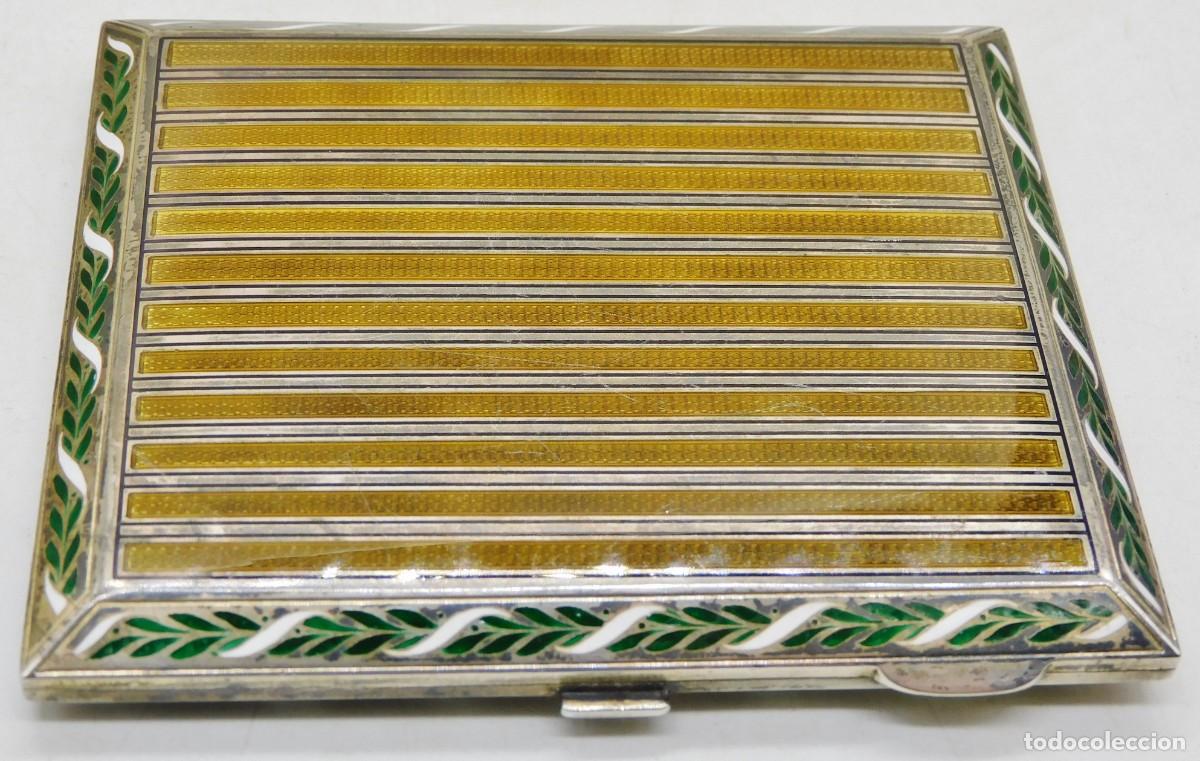 Antig&uuml;edades: ANTIGUA PITILLERA RECTANGULAR SUIZA EN PLATA Y ESMALTE