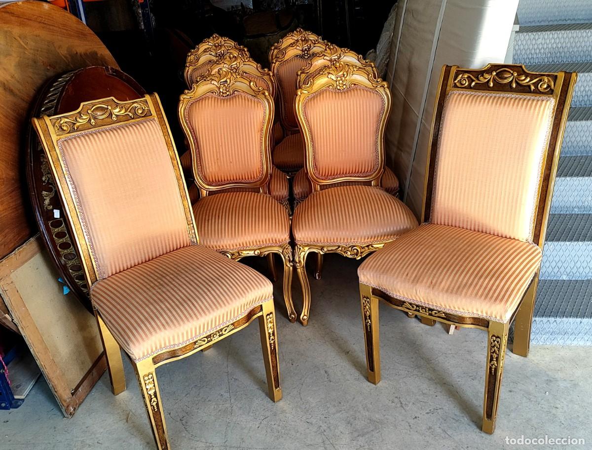 Antiques: Silleria dorada compuesta de 8 sillas y 2 mas para la cabecera