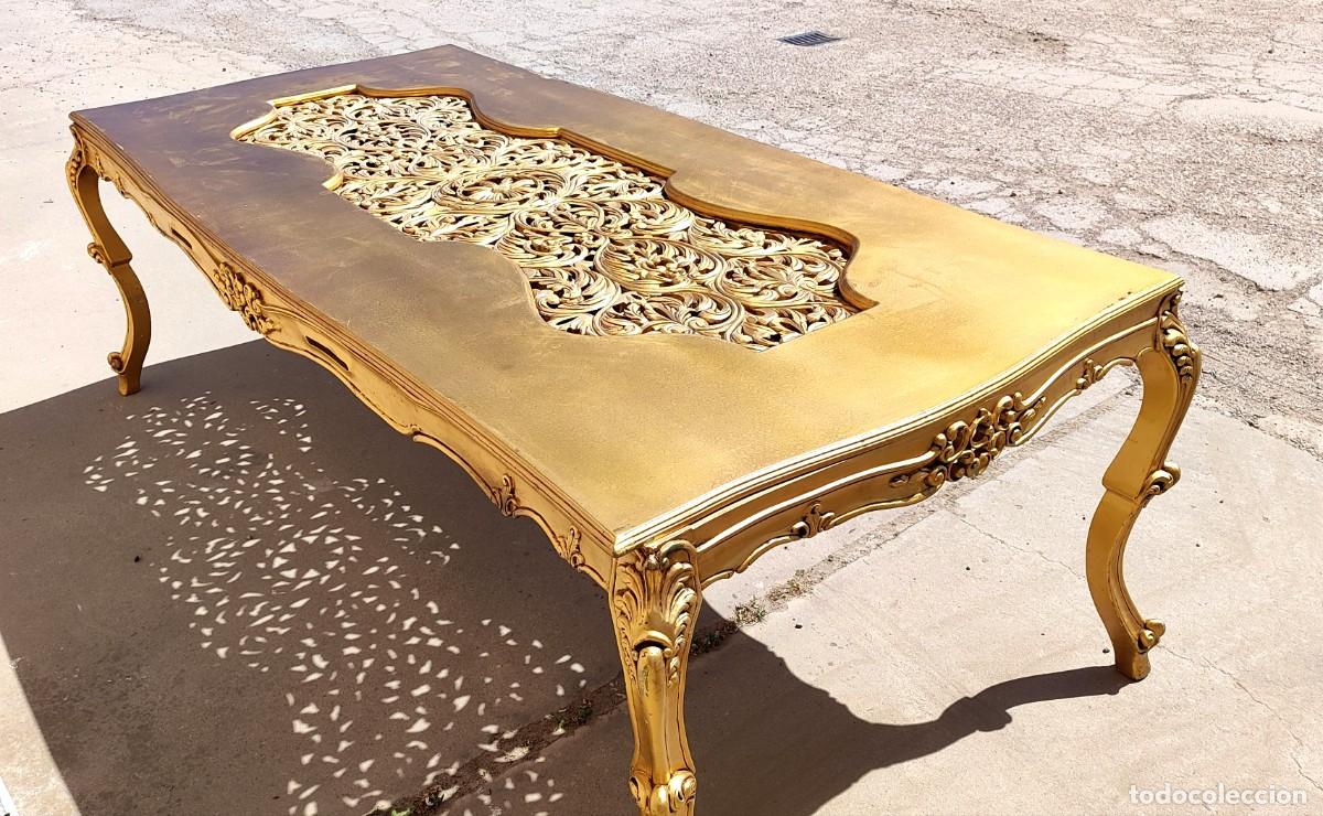 Antig&uuml;edades: Mesa de comedor en madera tallada y sobredorada - Foto 4