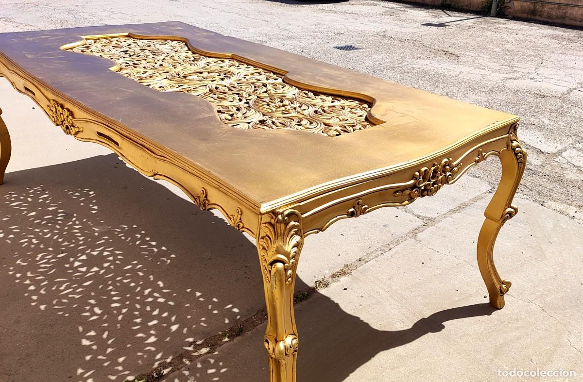 Antig&uuml;edades: Mesa de comedor en madera tallada y sobredorada - Foto 5
