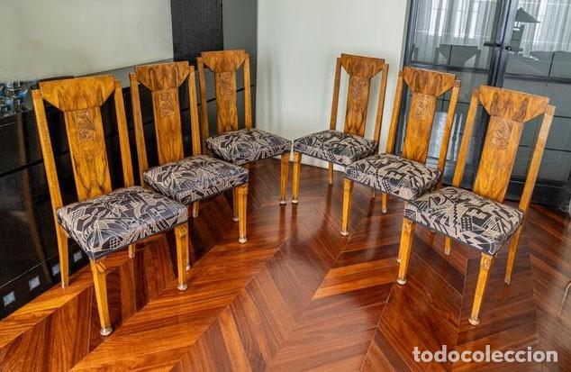 Antig&uuml;edades: SILLAS ART DEC&Oacute; LOTE DE SEIS