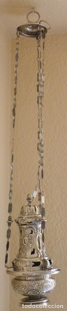 Antiguidades: ANTIGUO INCENSARIO / BOTAFUMEIRO LITURGICO DE PLATA SIGLO XVIII. PIEZA DE MUSEO