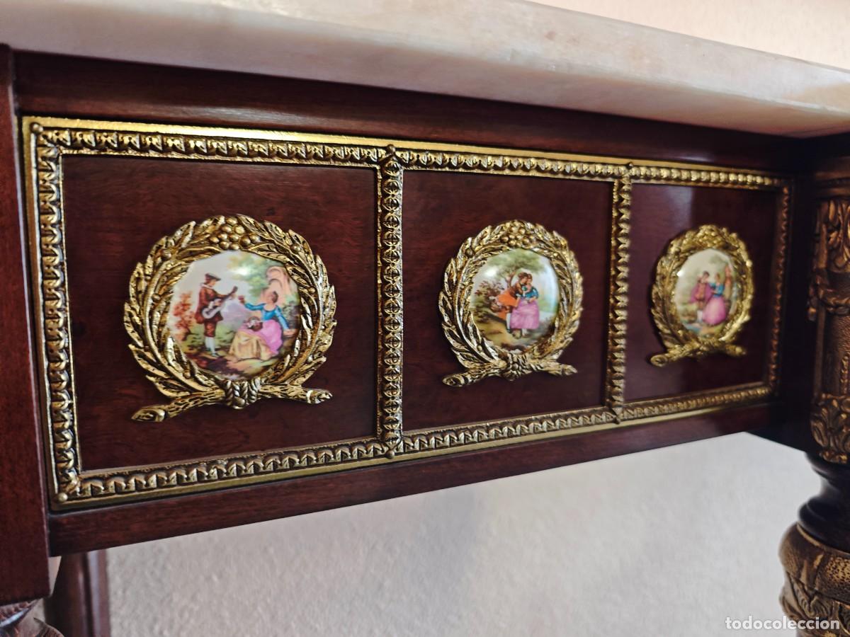 Antig&uuml;edades: Consola antigua de madera y marmol - Foto 4