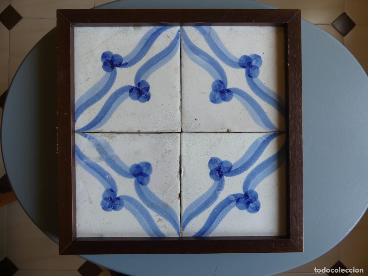 Antig&uuml;edades: LOTE DE 4 AZULEJOS VALENCIANOS DEL SIGLO XIX ( SOLO RECOGIDA )