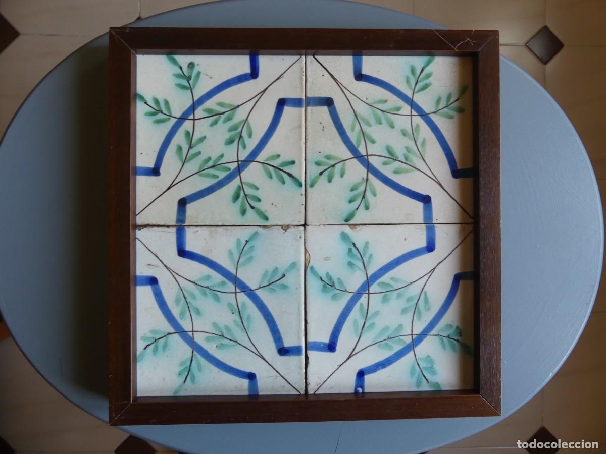 Antig&uuml;edades: LOTE DE 4 AZULEJOS VALENCIANOS DEL SIGLO XIX ( SOLO RECOGIDA )