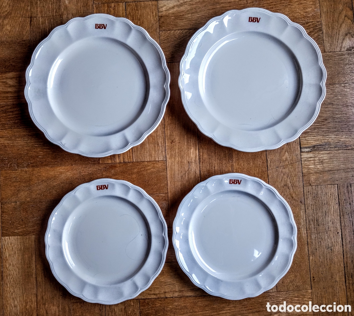 Antig&uuml;edades: 4 Platos antiguo BBV. - Foto 1