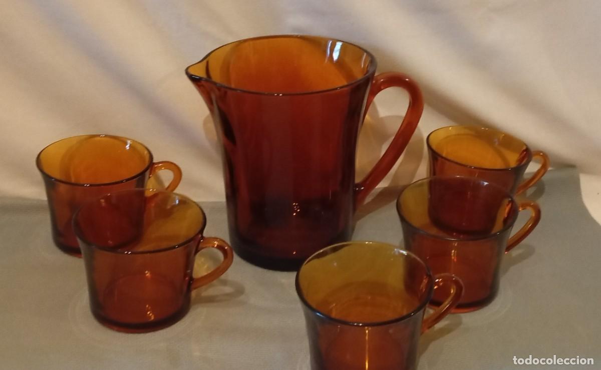 Antig&uuml;edades: Juego de Vasos y Jarra Duralex &Aacute;mbar
