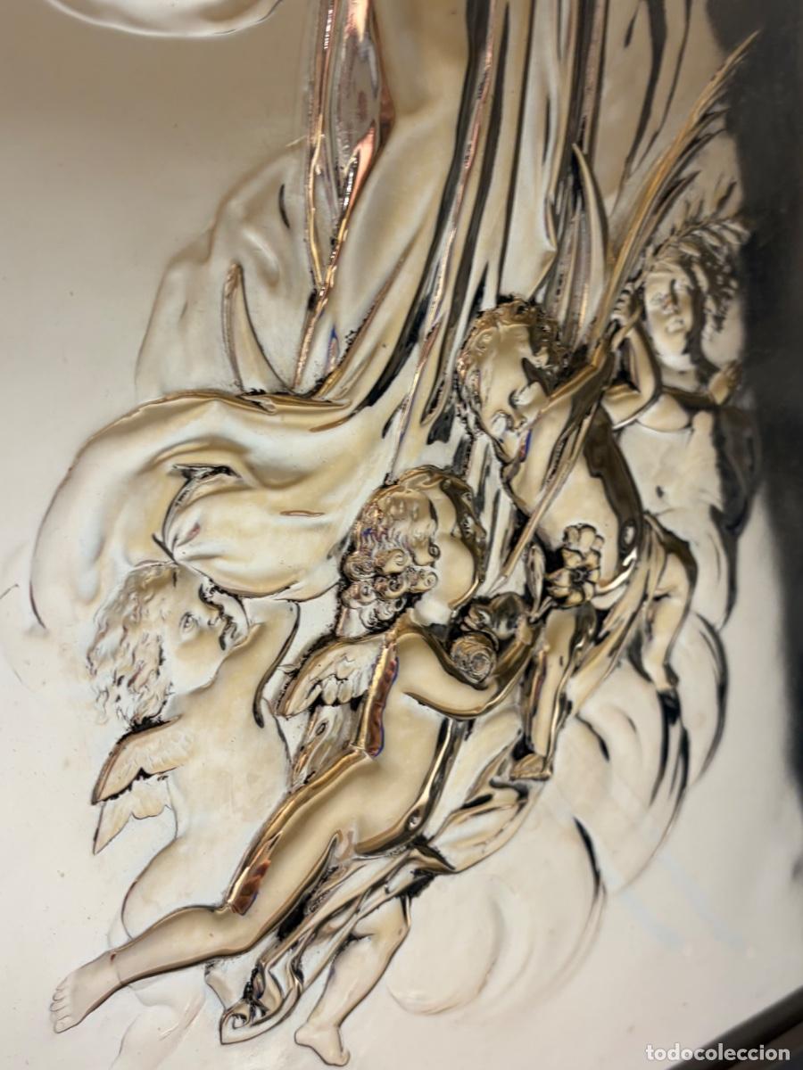 Antig&uuml;edades: Cuadro Inmaculada Concepcion en cobre y ba&ntilde;o plata - Foto 4