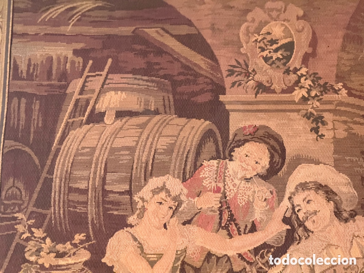 Antig&uuml;edades: TAPIZ &rdquo;M&Uacute;SICO EN LA TABERNA&rdquo; (S.XX) - Foto 4