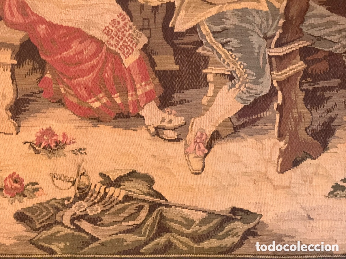 Antig&uuml;edades: TAPIZ &rdquo;M&Uacute;SICO EN LA TABERNA&rdquo; (S.XX) - Foto 7