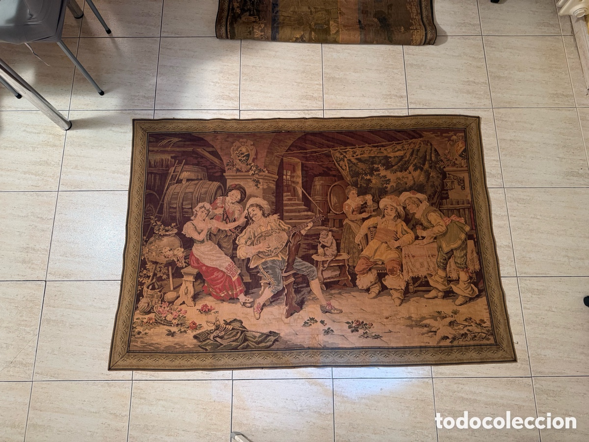 Antig&uuml;edades: TAPIZ &rdquo;M&Uacute;SICO EN LA TABERNA&rdquo; (S.XX) - Foto 10
