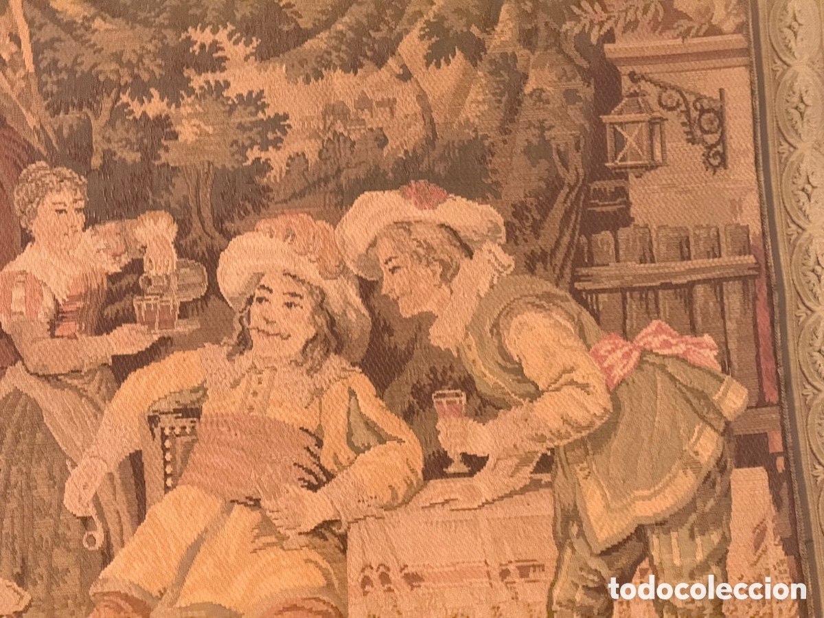 Antig&uuml;edades: TAPIZ &rdquo;M&Uacute;SICO EN LA TABERNA&rdquo; (S.XX) - Foto 22