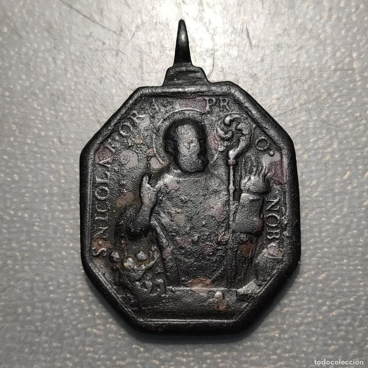 Antig&uuml;edades: MEDALLA RELIGIOSA ANTIGUA SAN NICOLAS SAN JOSE CON NI&Ntilde;O