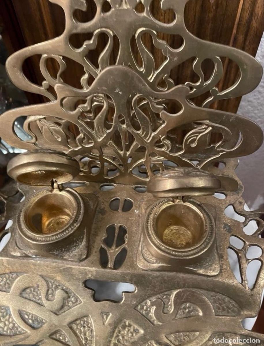 Antig&uuml;edades: GRAN TINTERO MODERNISTA DE BRONCE. - Foto 3