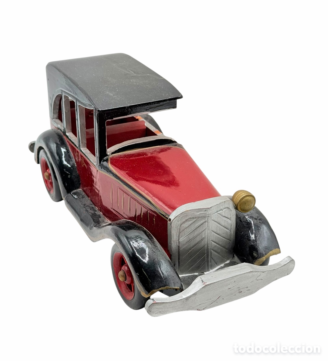 Antiques: Antigua Figura de Coche de Madera