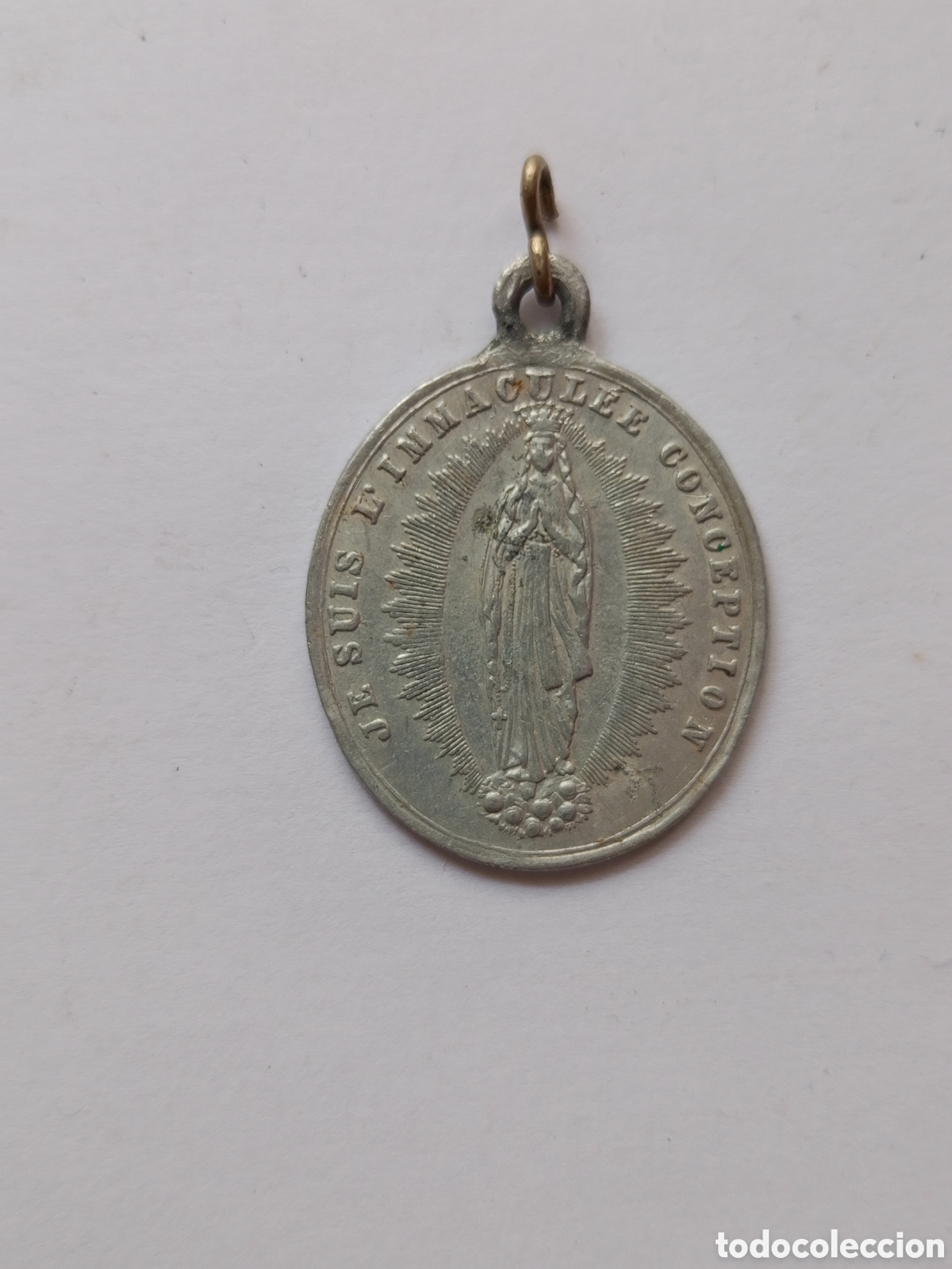 Antig&uuml;edades: Antigua Medalla Inmaculada Concepci&oacute;n en franc&eacute;s aluminio