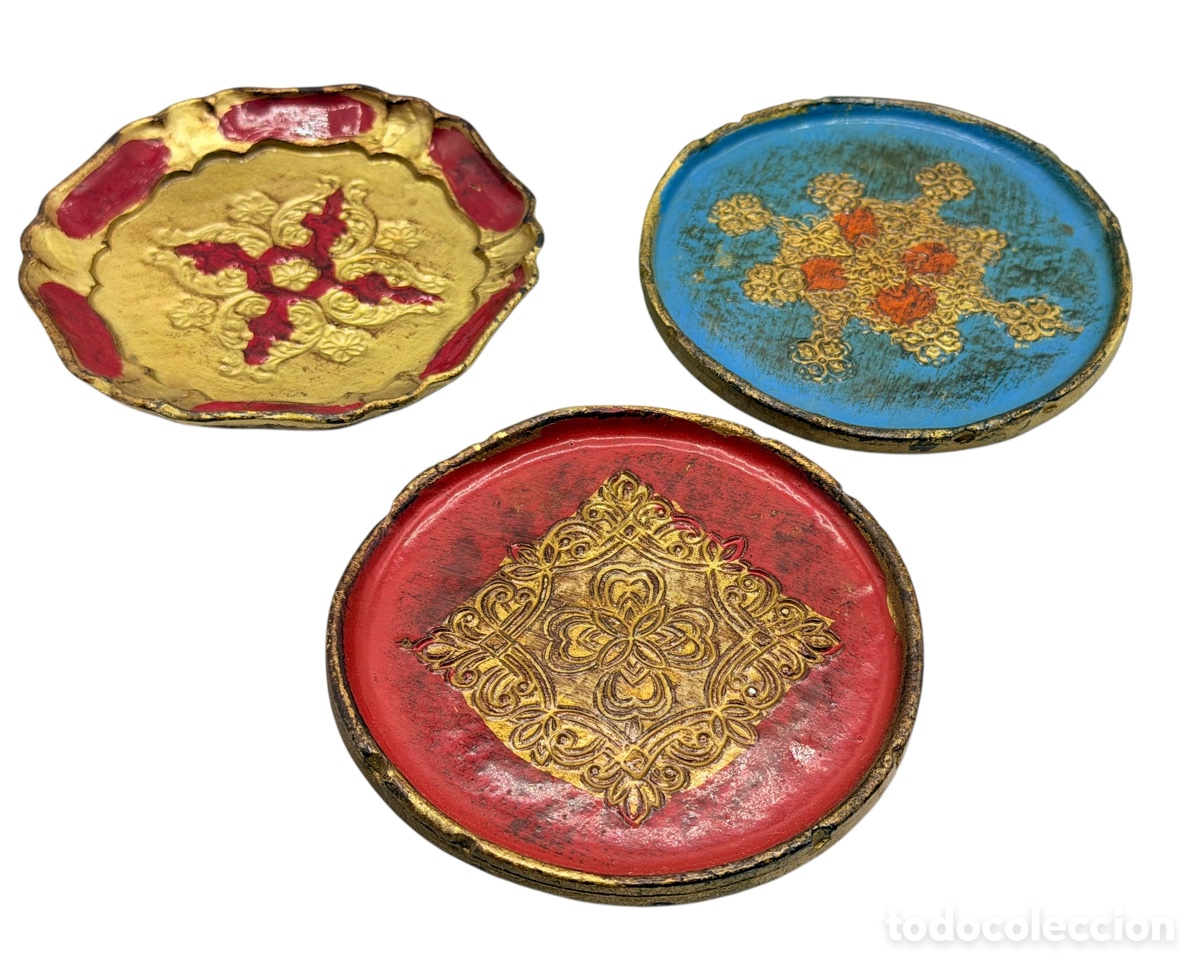 Antig&uuml;edades: Tres Bandejas Florentinas de Madera