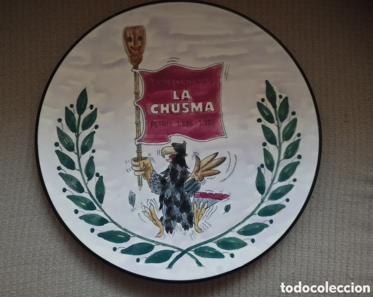 Antig&uuml;edades: PLATO DECORADO*CHUSMA DE PETRER* PRIMER CENTENARIO 1886-1986