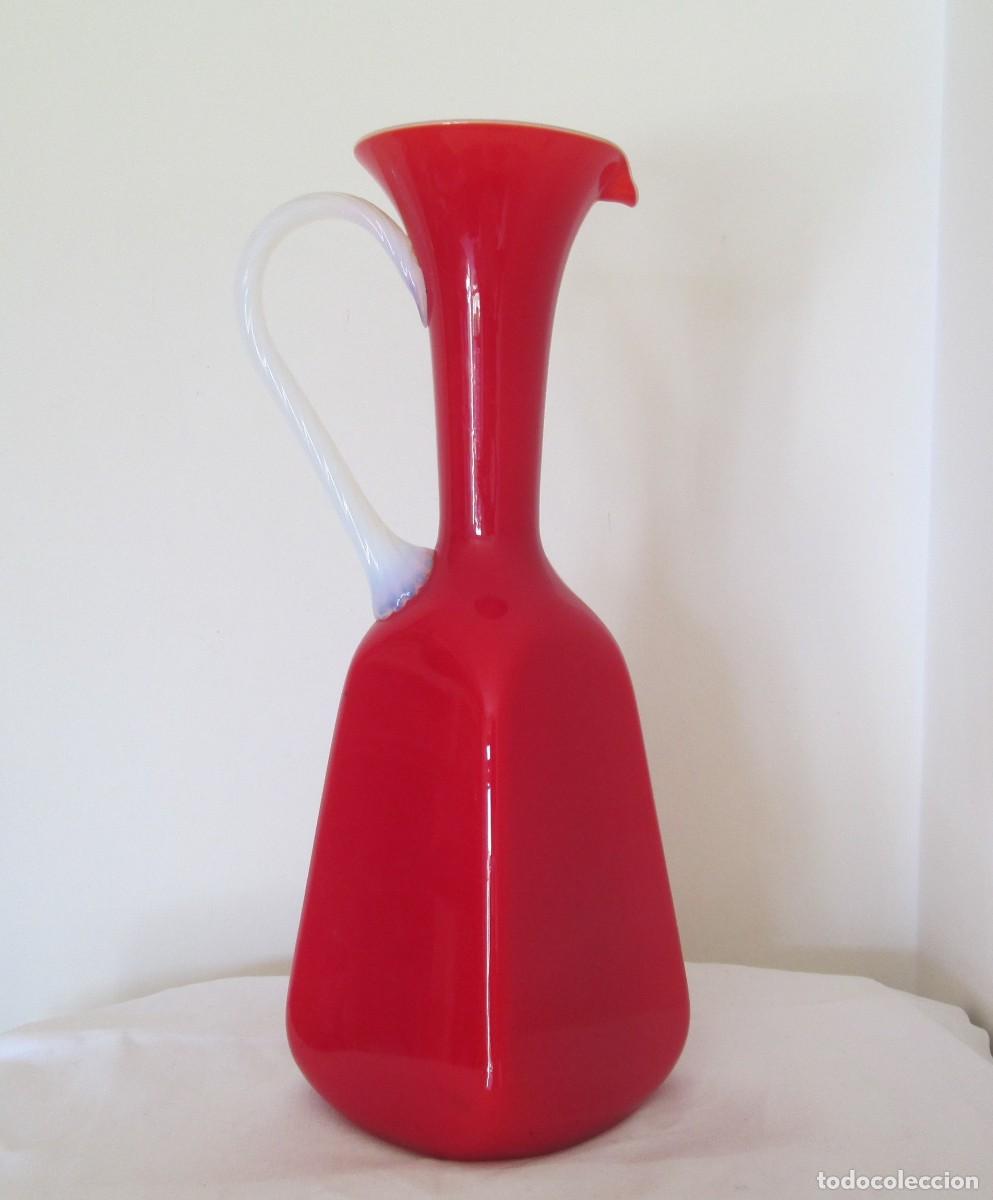 Antig&uuml;edades: Jarr&oacute;n en cristal color rojo y blanco opalina. - Foto 6