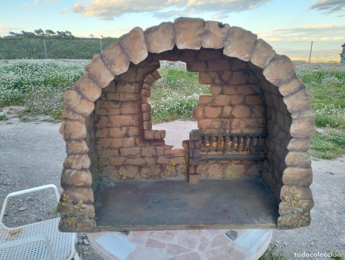 Oggetti Antichi: Antiguo portal de bel&eacute;n enorme gigante hecho a mano pesebre de Navidad de Iglesia a&ntilde;os 50