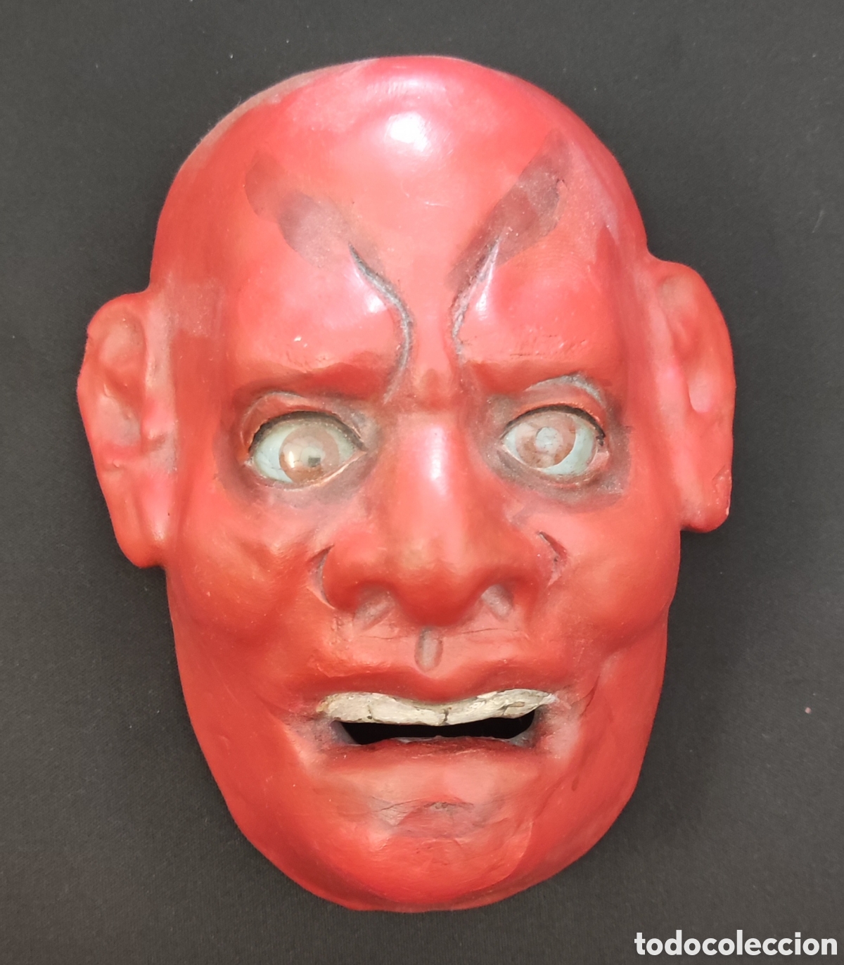 Antig&uuml;edades: M&aacute;scara Teatral. Jap&oacute;n. Original. Papel Mach&eacute;. Laca. Principios Siglo XX.