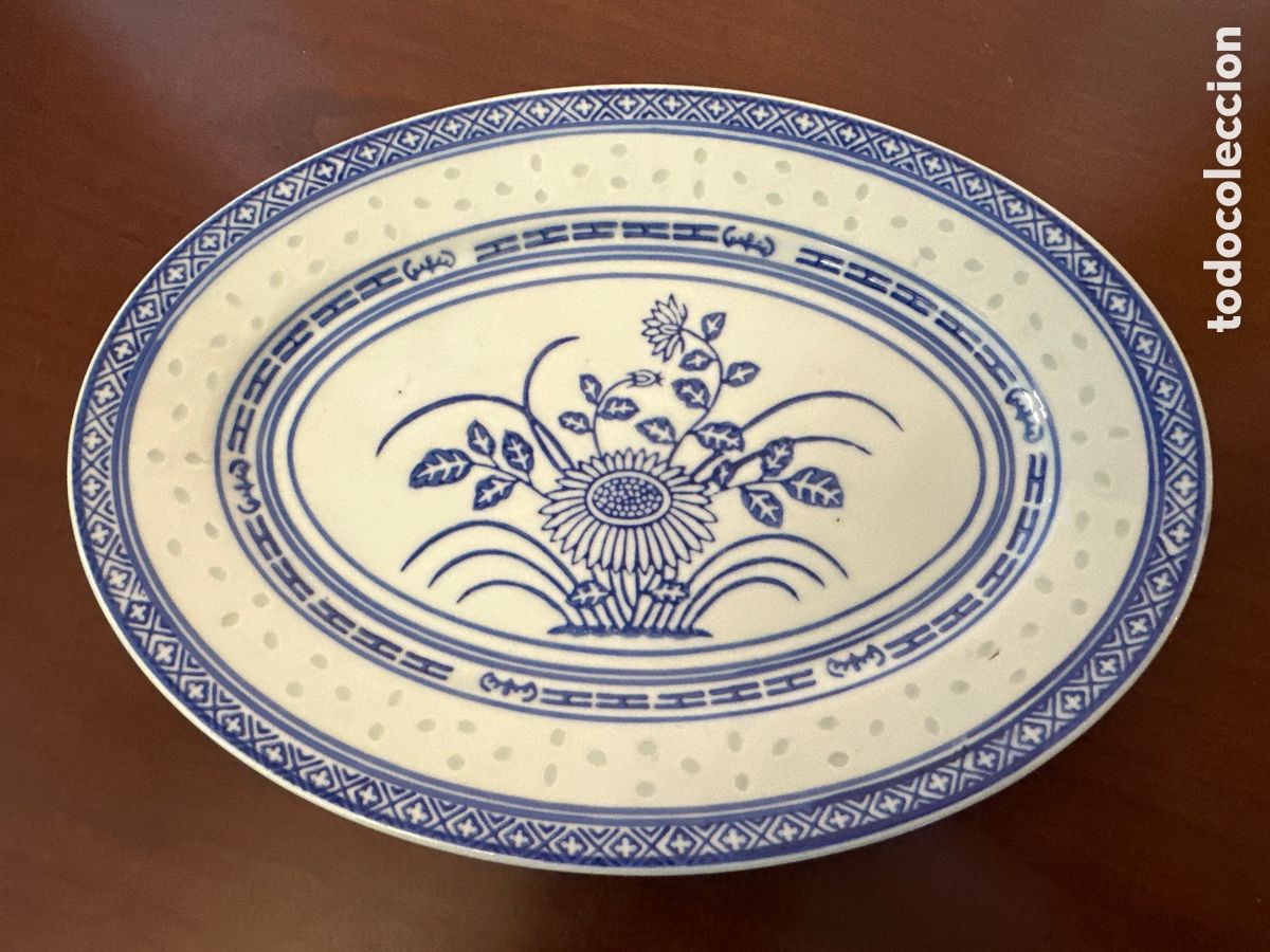 Antig&uuml;edades: PRECIOSA BANDEJA PLATO DE PORCELANA CHINA - GRANO DE ARROZ