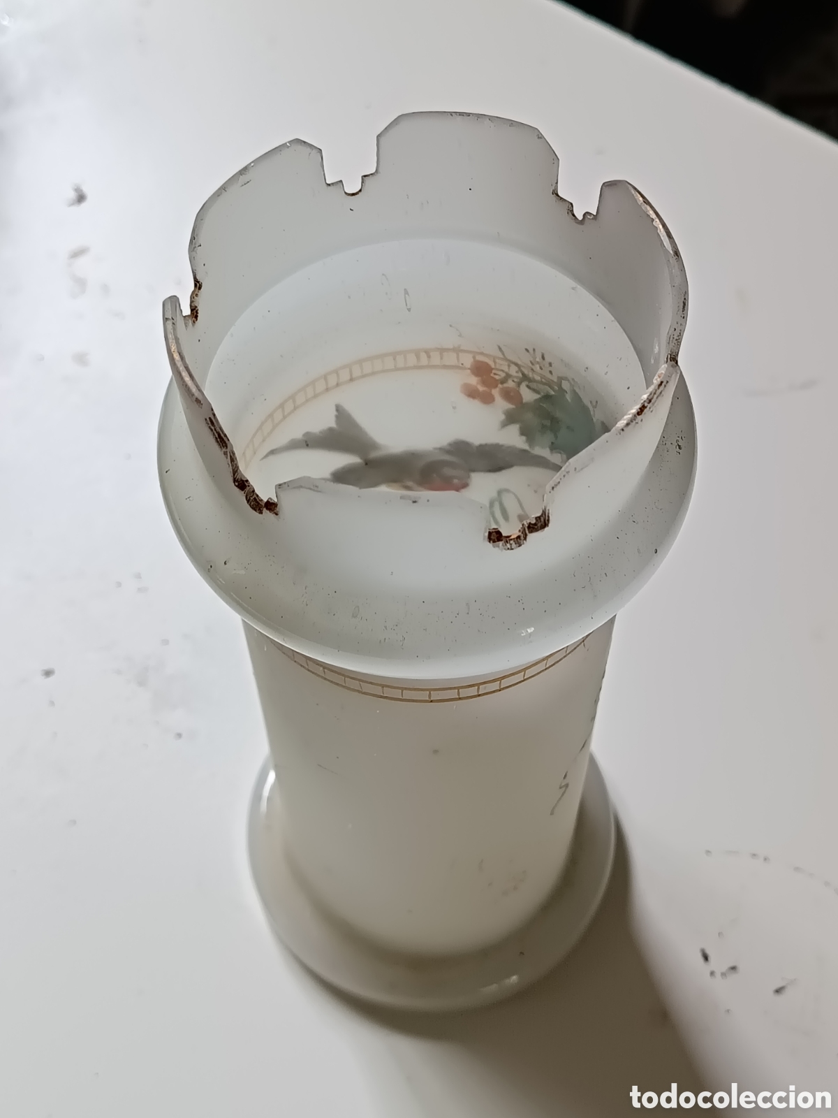 Antig&uuml;edades: Jarr&oacute;n opalina blanca decorada a mano, s. XIX - Foto 5