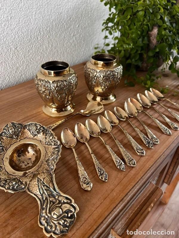 Antig&uuml;edades: Precioso juego de t&eacute; o caf&eacute; de estilo victoriano chapado en oro.