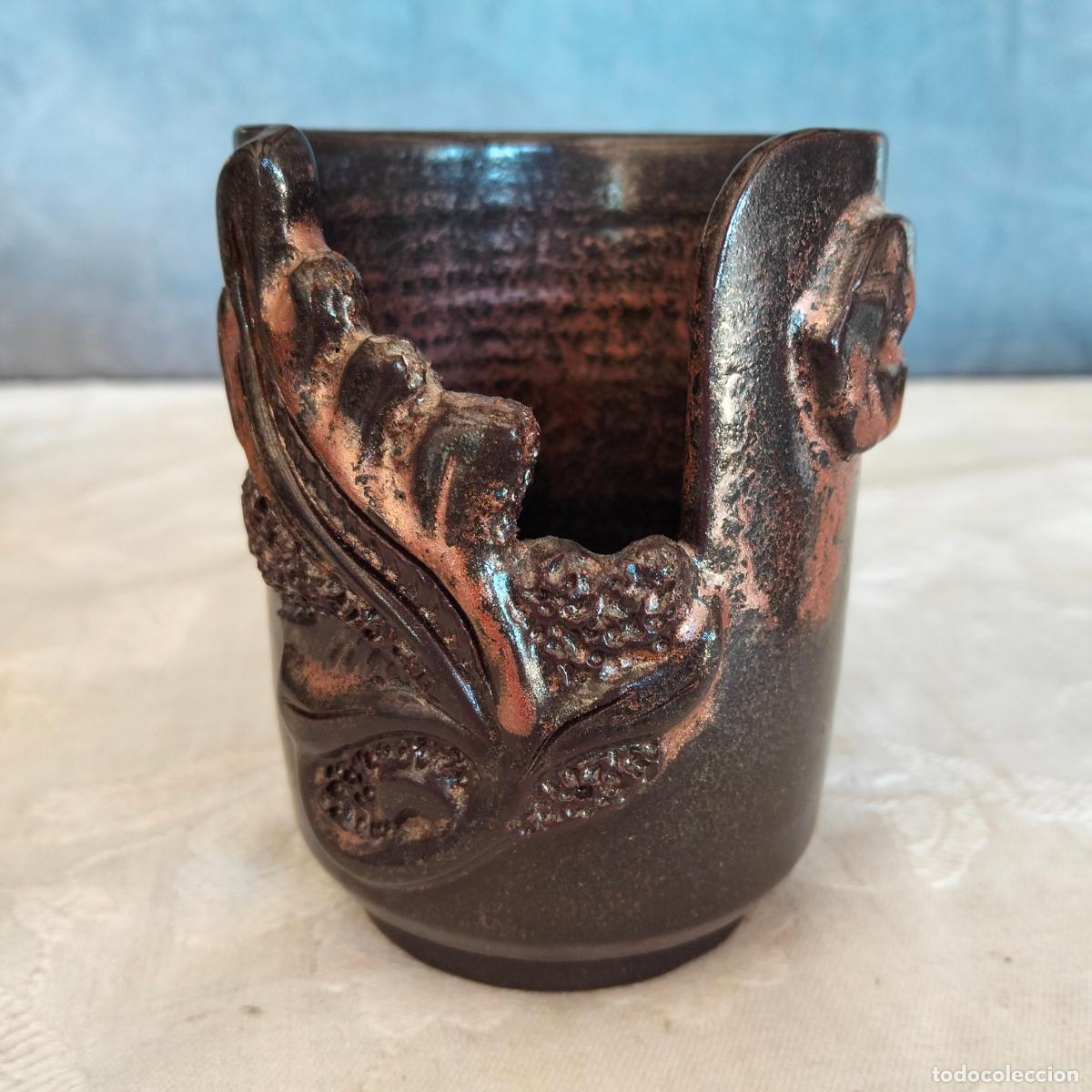 Antiquit&eacute;s: Jarr&oacute;n florero de ceramica de dise&ntilde;o abstracto con firma Ceramica M. Prat a&ntilde;os 80