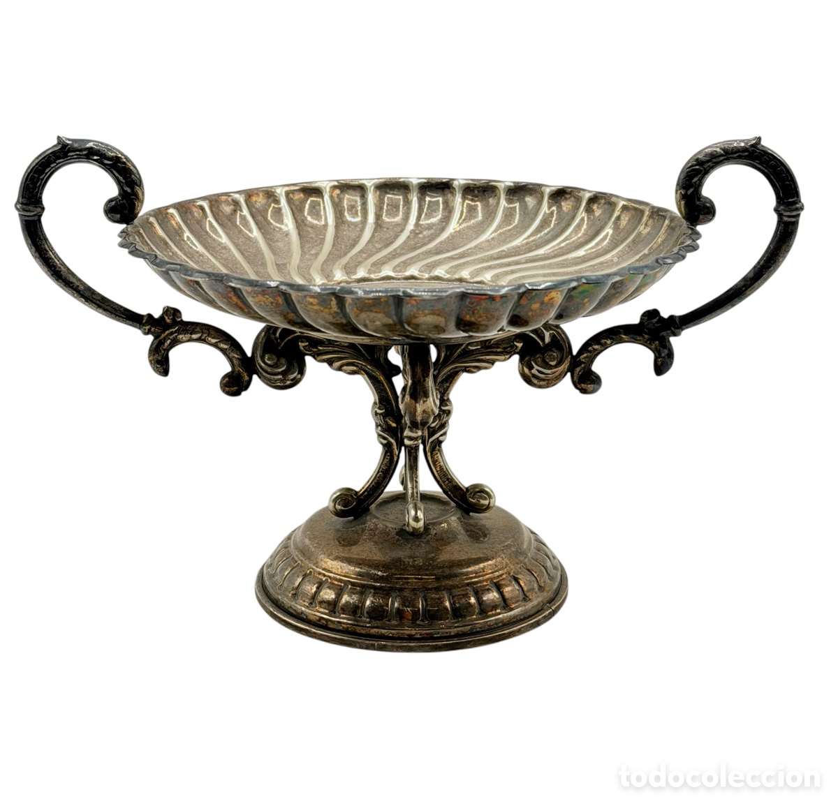 Antiguidades: Antiguo Centro de Mesa Plateado