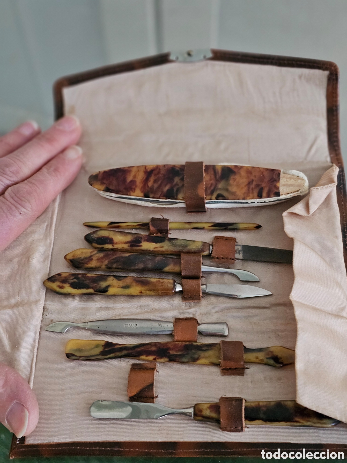 Antiquit&eacute;s: Carey natural. Set de viaje antiguo, estuche de manicura, principios s.XX, faltas menores