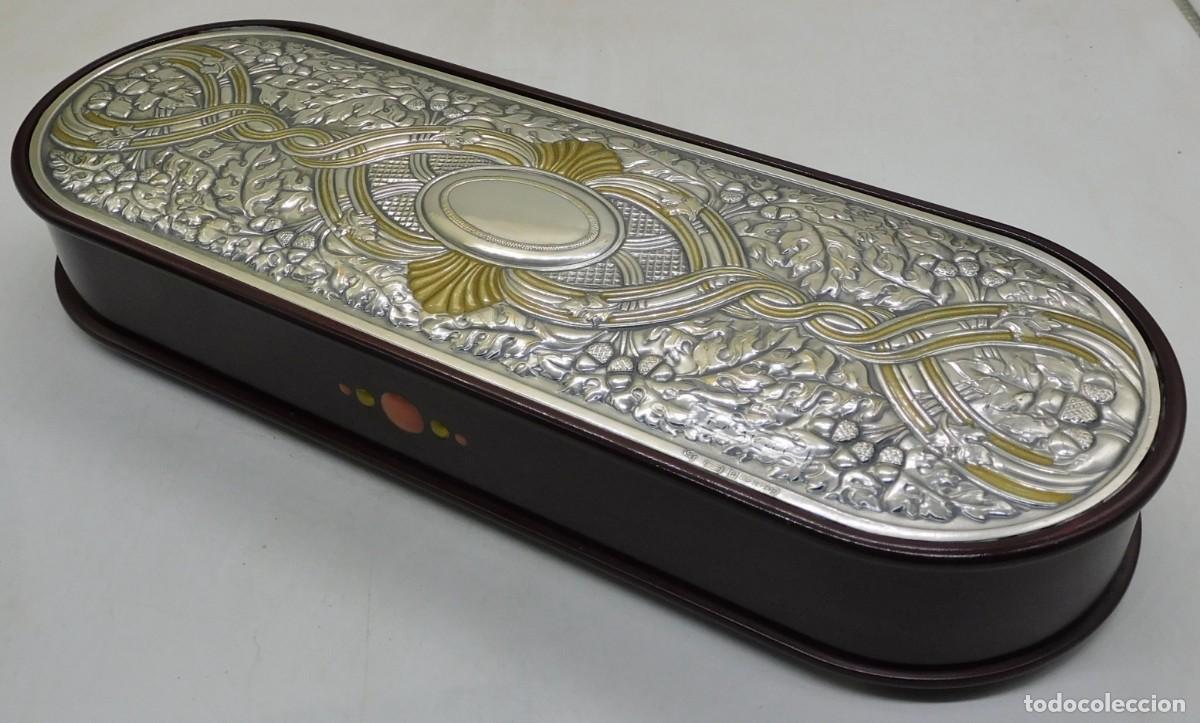 Antiques: ANTIGUA GUANTERA OVALADA VICTORIANA DE MADERA Y PLATA DE LEY PUNZONADA PRINCIPIOS SIGLO XX