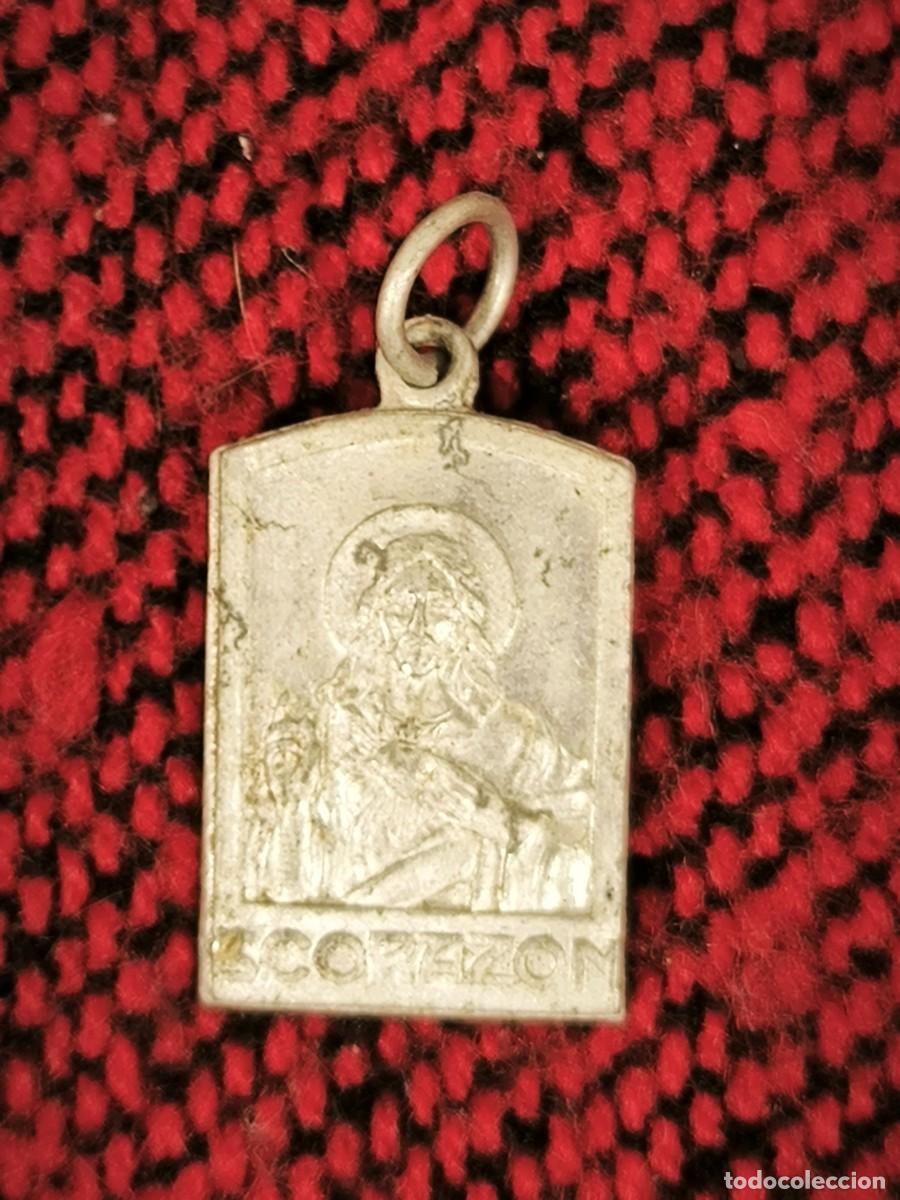 Antig&uuml;edades: Medalla Religiosa Virgen Del Carmen Y Sagrado Coraz&oacute;n &ndash; Colgante Devocional Vintage