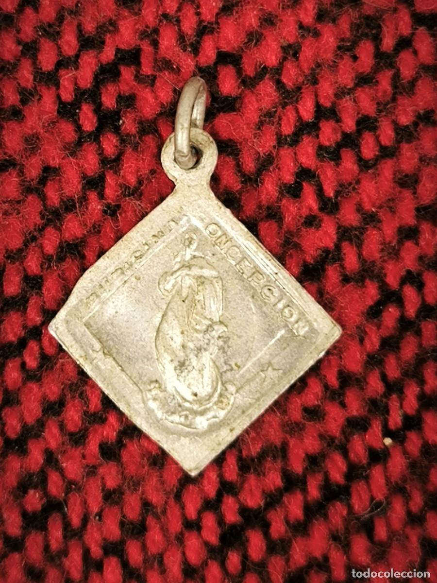 Antig&uuml;edades: Medalla Religiosa Sagrado Coraz&oacute;n Y &Aacute;ngel Custodio &ndash; Colgante Devocional Vintage