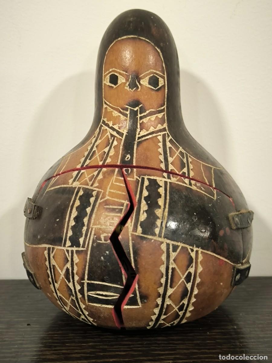 Oggetti Antichi: Figura Decorativa De Calabaza Tallada Con Bel&eacute;n Interior &ndash; Artesan&iacute;a &Eacute;tnica &Uacute;nica