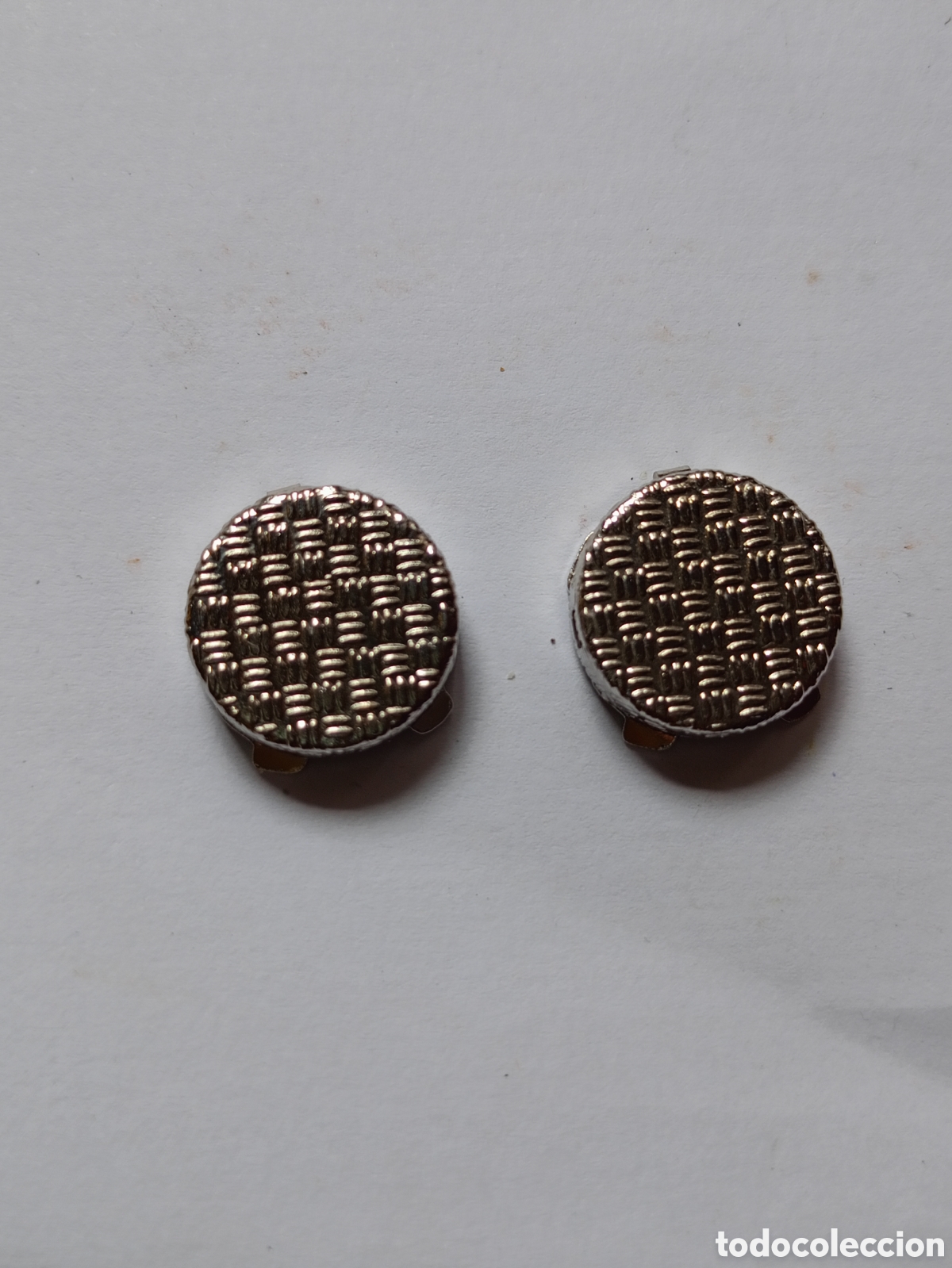 Antig&uuml;edades: Gemelos cubrebotones vintage a&ntilde;os 80 ba&ntilde;ados en rodio