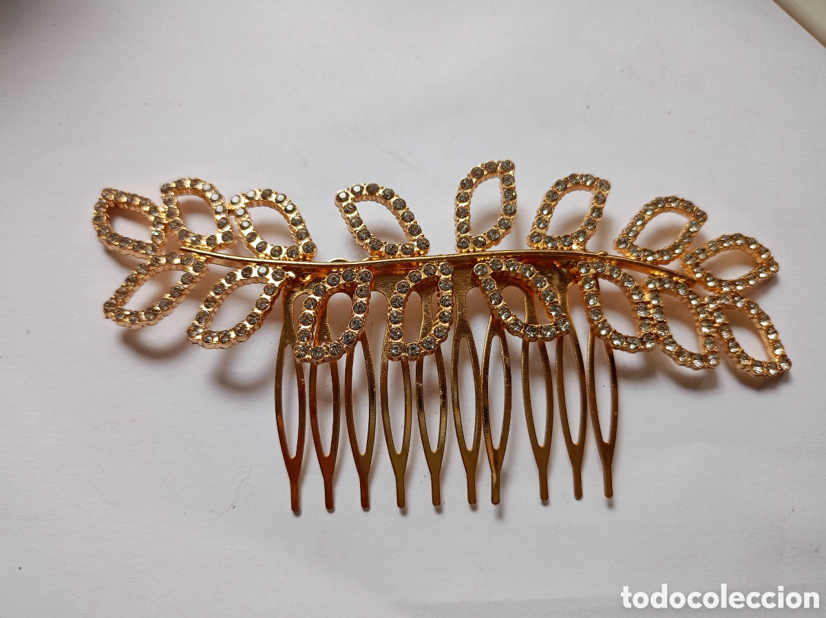 Antig&uuml;edades: Bonita Peineta ceremonia fiesta novia en dorado y cristal