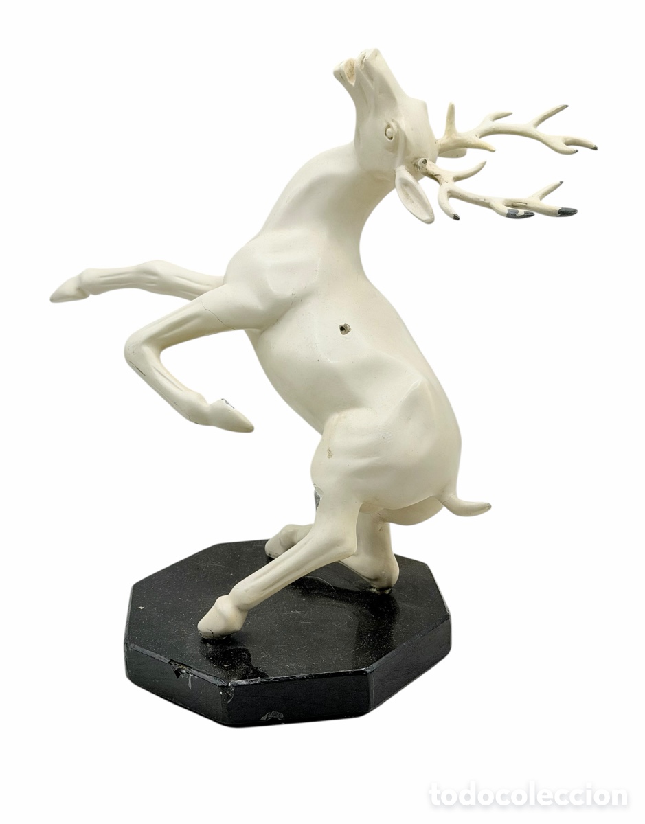 Antig&uuml;edades: Antigua Figura Art D&eacute;co Ciervo Herido