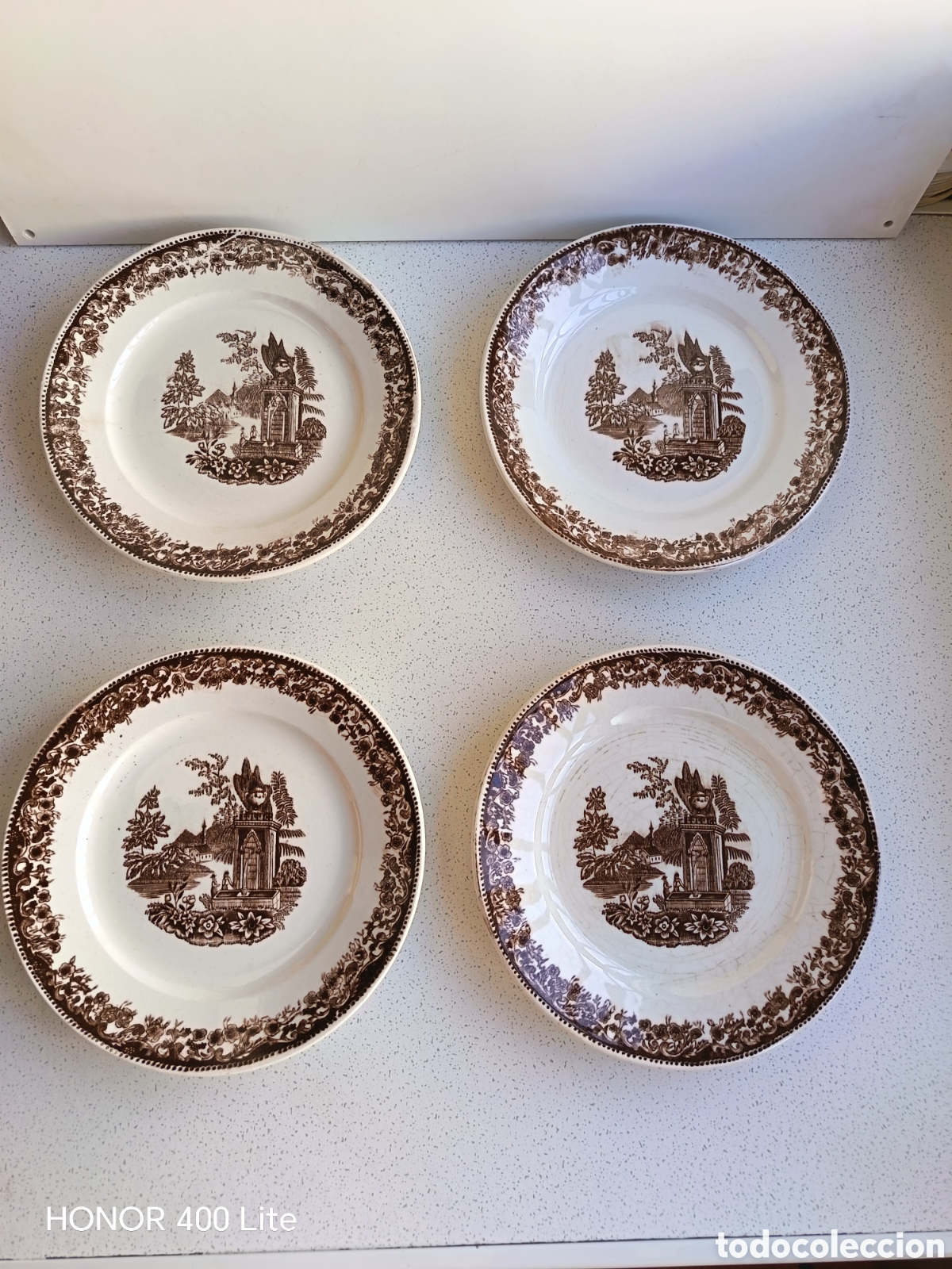Antiguidades: Colecci&oacute;n 4 platos de Porcelana &Aacute;lvarez Vigo 1949