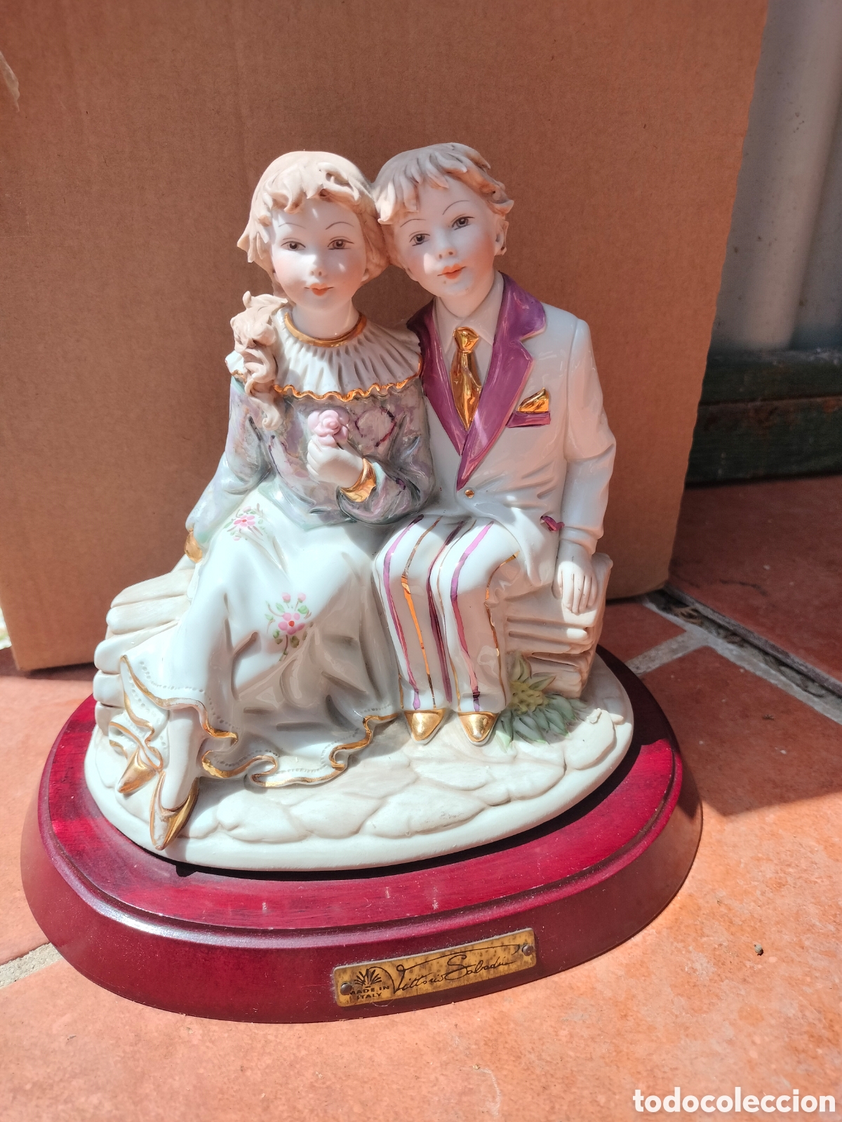 Antig&uuml;edades: FIGURA VINTAGE ITALIA DE PORCELANA VITTORIO SABADIN DISE&Ntilde;O PINTADO A MANO EN ORO