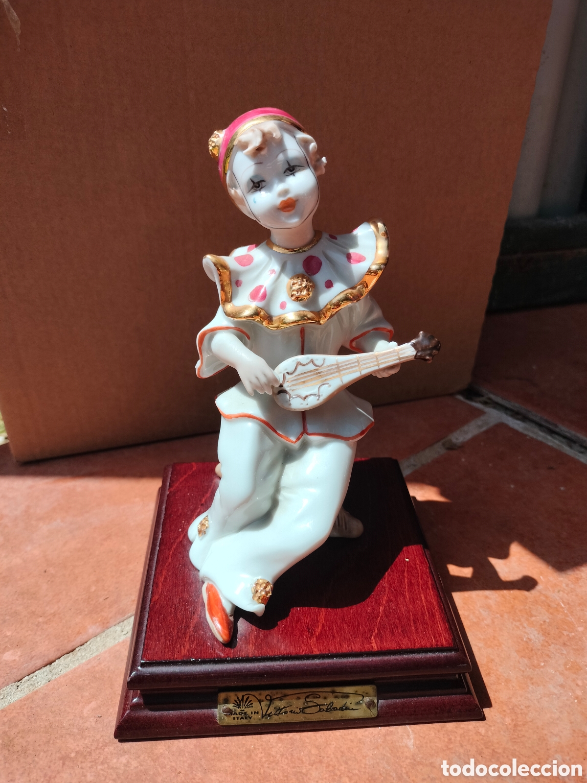 Antig&uuml;edades: FIGURA VINTAGE ITALIA DE PORCELANA VITTORIO SABADIN DISE&Ntilde;O PINTADO A MANO EN ORO