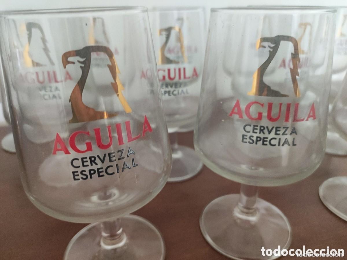 Antig&uuml;edades: Espectacular lote de 12 copas Cerveza Aguila Cerveza Especial en su caja - antiguo