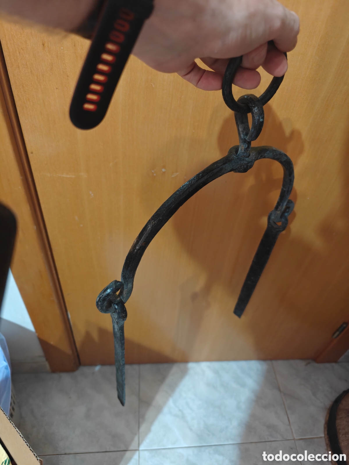 Antig&uuml;edades: Antigua llares soportes hierro forjado chimenea sujeci&oacute;n caldero olla &mdash; s. XVIII-XIX