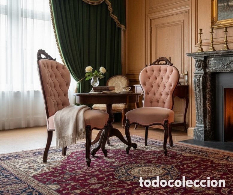 Antig&uuml;edades: Pareja de Sillas Isabelinas del Siglo XIX