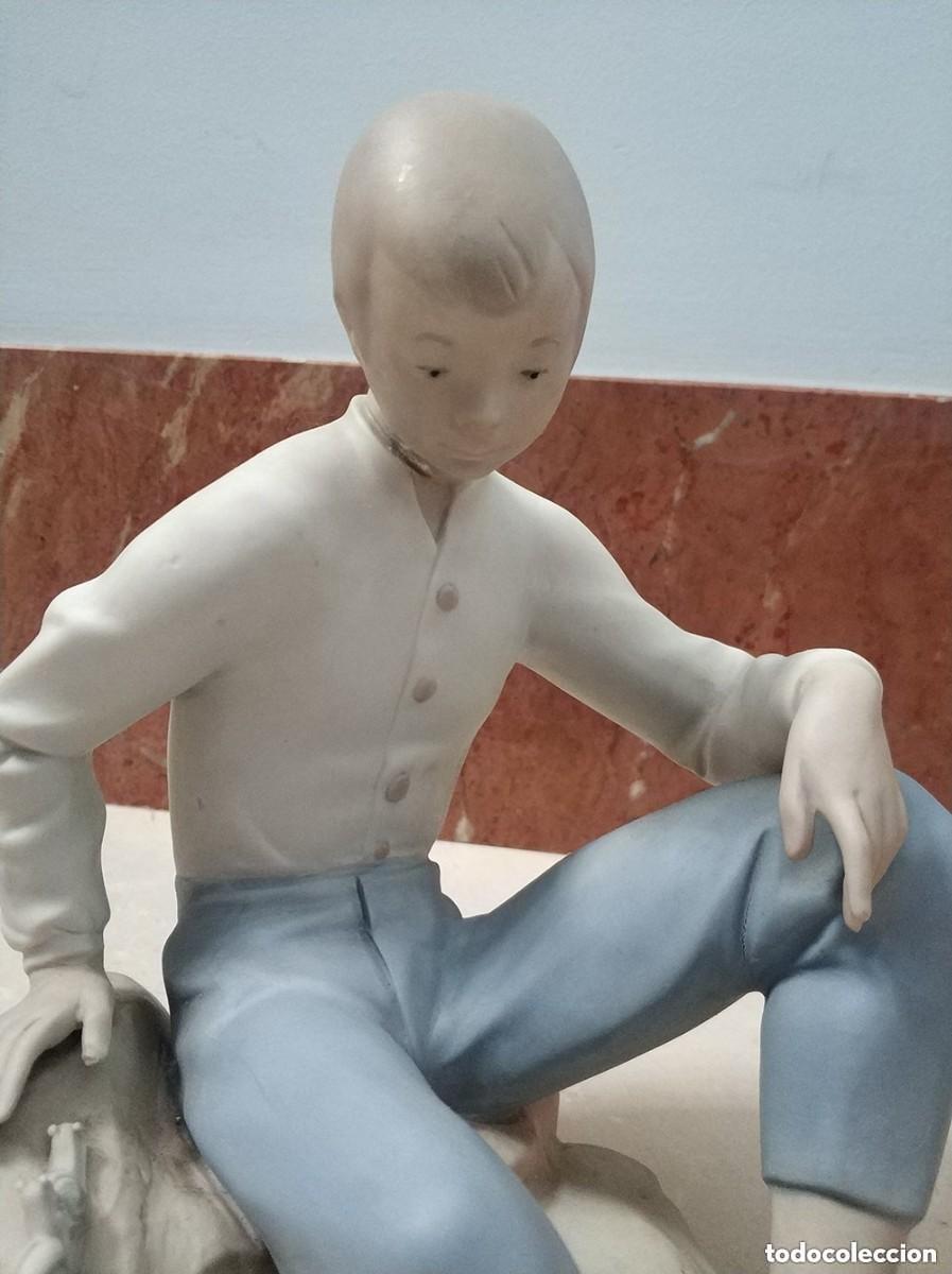 Antig&uuml;edades: Preciosa Figura Lladro Rosal Numero 175 Boy Snails - Ni&ntilde;o con Caracoles