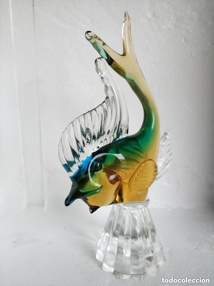 Antiquit&eacute;s: Magn&iacute;fica y antigua figura de pez grande en cristal de Murano